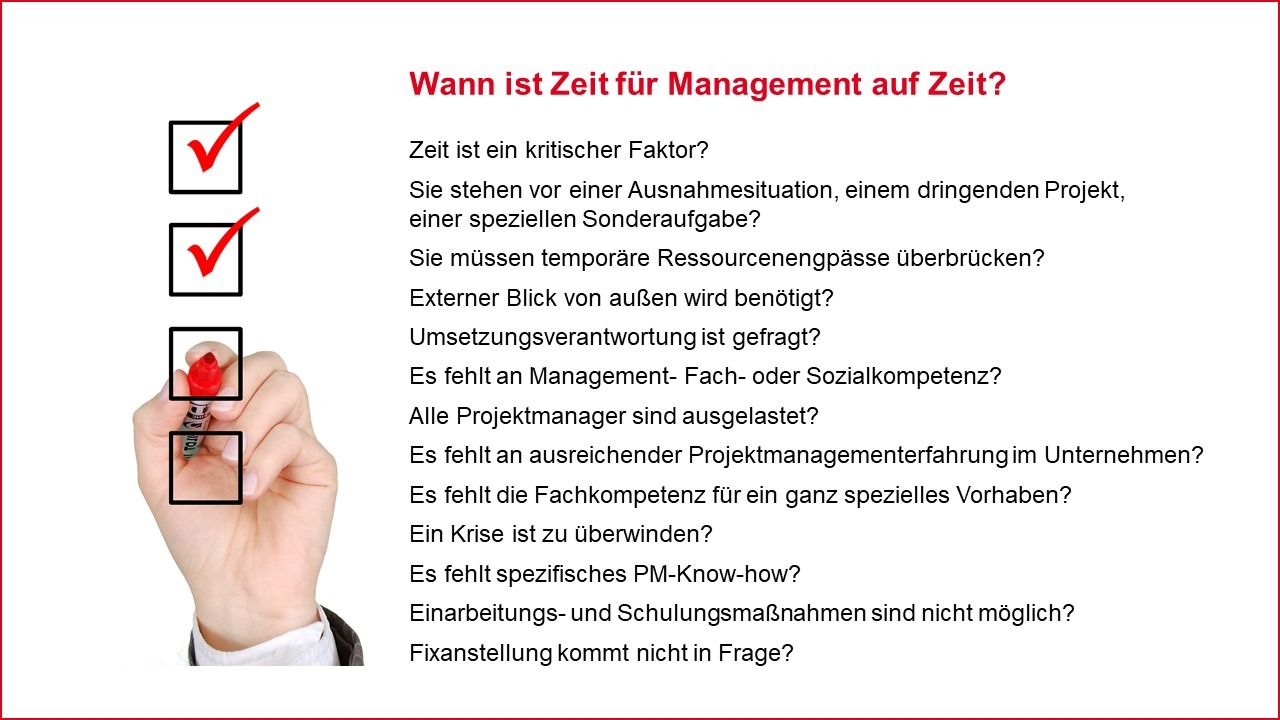 Projektmanagement auf Zeit | Interim Management
